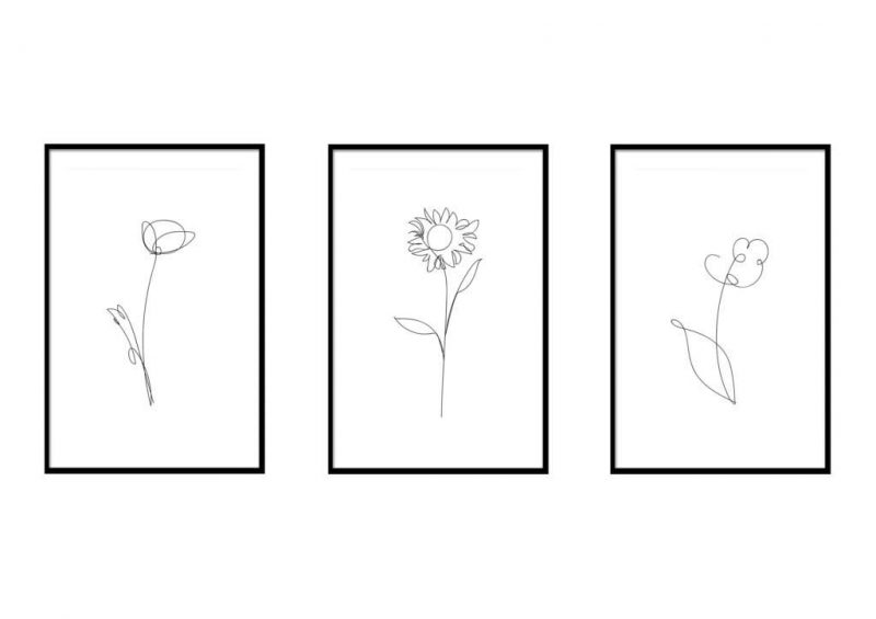Posterserie Lineart Flowers im minimalistischen Stil